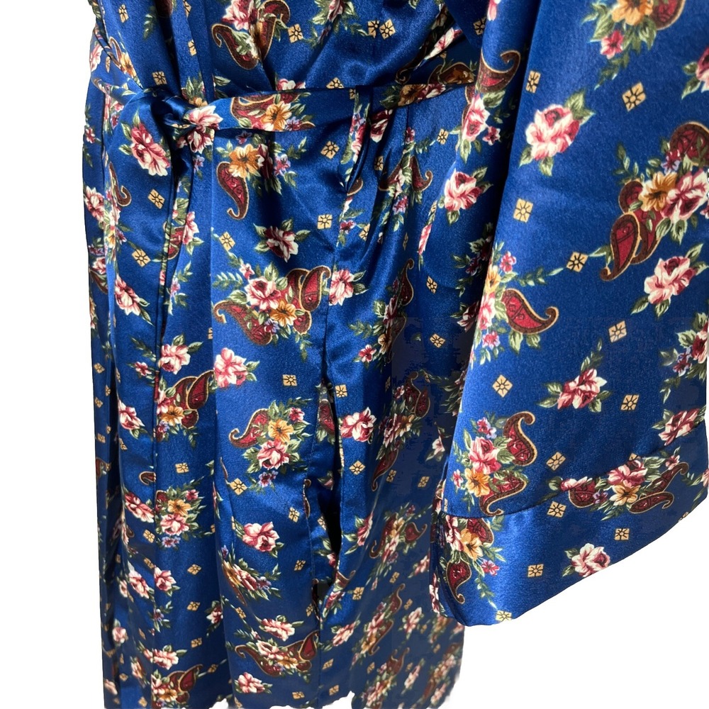 Vintage Intimate Affair California Satin Floral Paisley Wrap Robe Dress Large - Picture 4 of 6